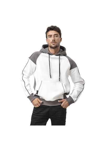 Cipo & Baxx Erkek Kapüşonlu Renk Bloklu Sweatshirt Cl591 Ekru