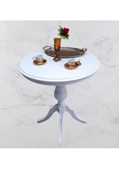 Fiskos Sehpa Eko 90504 Baba 4ayak 65 Cm Hareketli Mdf Tabla Parlak Beyaz El Yapım
