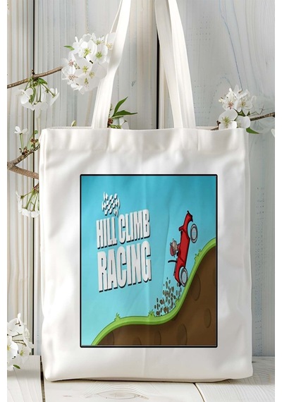 Art Hediye Hill Climb Racing Mobil Oyun Baskılı Omuz Çanta Çift Tafaflı Baskı Kişiye Özel 4 Çok Renkli