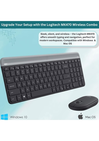 Logitech Mk470 Kablosuz Klavye Ve Fare Combo 2.4 Ghz Usb Dongle İle Uyumlu Diğer