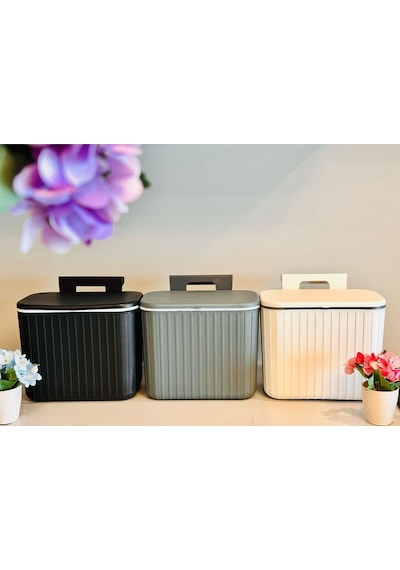 Makri Home Pratik Askılı Çöp Kovası- Beyaz- Çift Yönlü Kapaklı - 8 Litre Beyaz