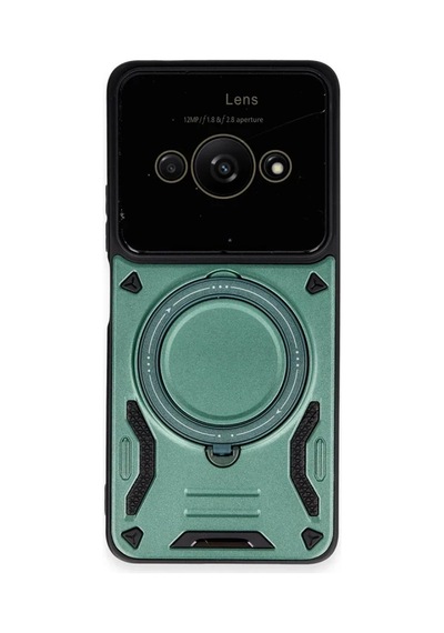 Xiaomi Poco C61 Kılıf Joy Lens Standlı Kapak - Koyu Yeşil 0.2M-Çok Renkli