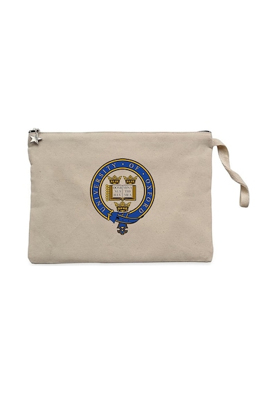 University Of Oxford Logo Krem Clutch Astarlı Cüzdan / El Çantası Krem
