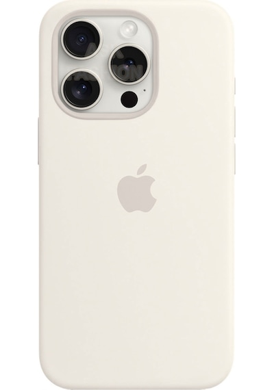 Apple Uyumlu iPhone 15 Pro Logolu Kılıf Lansman Silikon Kılıf - Beyaz