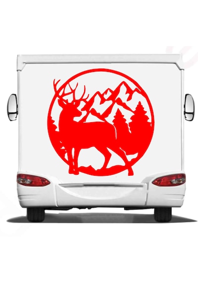 Avcı Geyik Ve Dağ Sticker - 4x4 Off Road Adventure Hunter Sticker - Araba Oto Karavan Cam Motosiklet Sticker - 02169 80x80 Cm