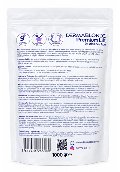 Dermalog Dermablonde Premium Lift 9+ Akıllı Toz Saç Açıcı 1000 Gr