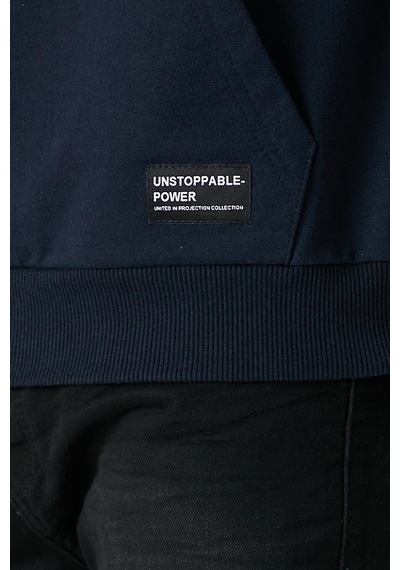 Comeor Erkek Lacivert Basic Kapüşonlu Regular Fit Normal Kesim 2 İplik Kumaş Günlük Sweatshirt Lacivert