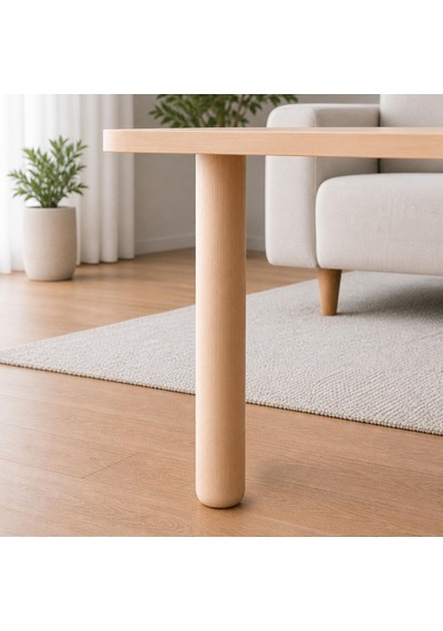 Bohem 73 Cm 4 Adet Doğal Ahşap Boyasız Silindir Sehpa Ayağı - 4 Adet 8x8 Metal Montaj Aparatı 6395751