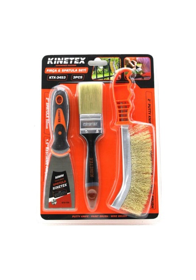 Kinetex Fırça & Spatula Seti 3 Parça Tel Fırça + Boya Fırçası + Spatula