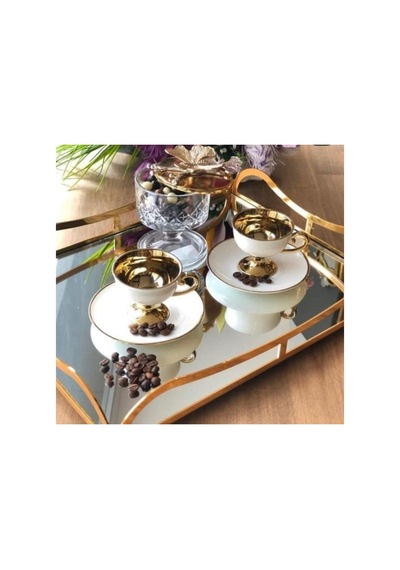 Kahve Fincanı Victoria Gold Beyaz 6 Kişilik Vogue-123-6526