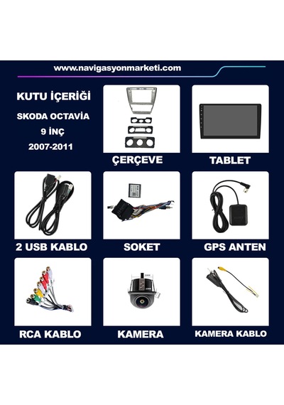 Medya Magic Skoda Octavia 2007-2012 Uyumlu 8-128 Gb Multimedya Navigasyon 9"