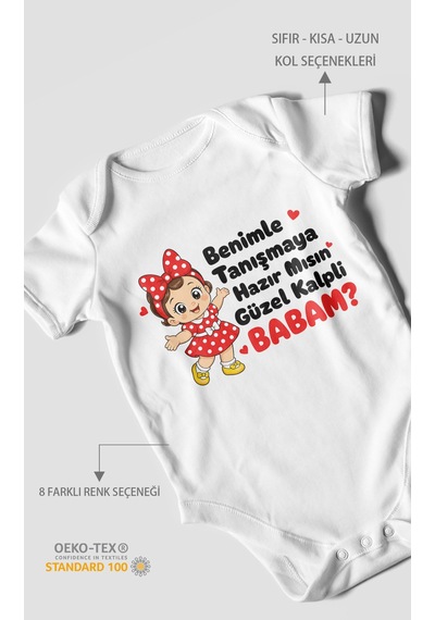 Morivokids Babaya Özel Kısa Kollu Bebek Body %100 Pamuk Zbn294-kk Beyaz
