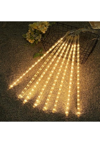 Buffer Meteor Led Işık Seti, Sarı Renk, Usb Güç Kaynağı, 9'lu Plastik Tüp, Asmalı Dekoratif Bahçe Ve Dış Mekan Aydınlatması Sku: Smgstk7146de343e .
