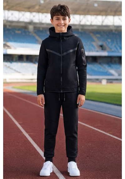 Pina Kids Erkek Çocuk Tech Fleece Double Face Yeni Sezon Eşofman Takımı Esf7020 siyah