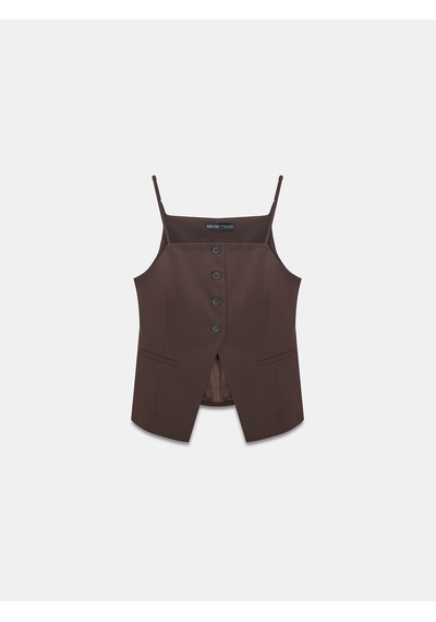Dilvin 60605 Askılı Asimetrik Kesim Yelek-kahve Kahve