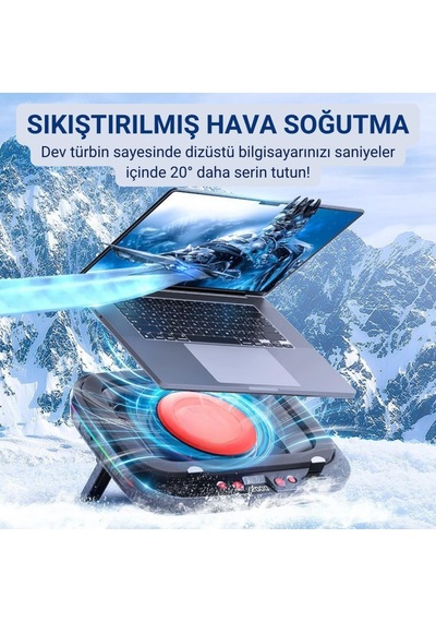 Coofbe Profesyonel Yükseklik Ayarlı 2400rpm Rgb Işıklı Laptop Soğutucu Turbo Soğutma Radyatörü 14-19.3inç
