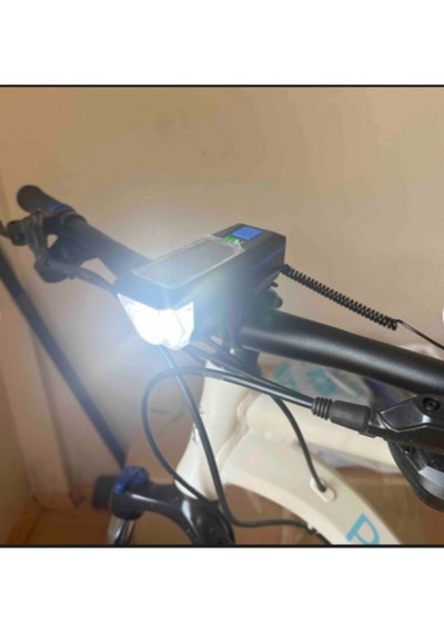 Su Geçirmez Güneş Enerjili Led Işıklı Bisiklet Farı - Kornalı Usb Ile Şarj Edilebilir Fener - 11 Cm