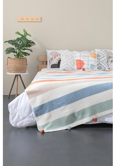 Battaniye Ponponlu Özel Çantalı 150x200 Cm Pamme Turuncu