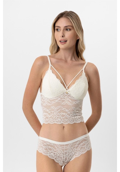 Pierre Cardin Lingerie Kadın Balensiz Dantelli Pedli Sütyen Takımı Ekru