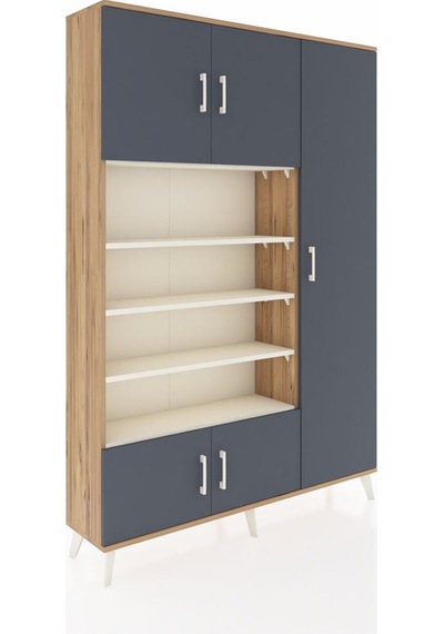 Arges Dolap 11 Raflı 5 Kapaklı 132x30x195 Çam-antrasit/aytaşı Çam Arges Dolap 11 Raflı 5 Kapaklı 132x30x195 Çam-antrasit/aytaşı Çam