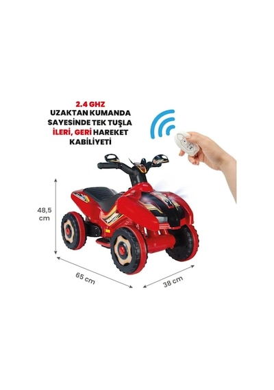Uzaktan Kumandalı Akülü Atv Ranger 6 Volt 35 Kg Taşıma Kapasitesi Kırmızı