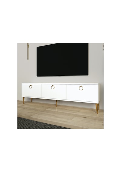 Milan 150 Cm Tv Ünitesi, Tv Sehpası Beyaz - Altın Beyaz