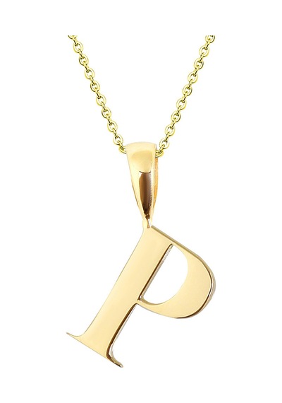 Kuyumcudukkani Zincirli Altın Renk "p" Harfli Kolye Gold