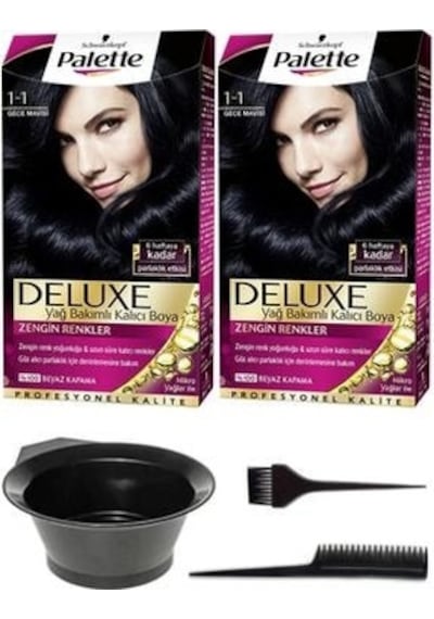 Palette Deluxe Saç Boya 1 - 1 Gece Mavisi+Boyama Seti