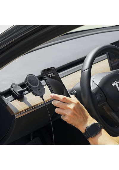 Pitaka Magez Pro 2 Magsafe Özellikli Qi2 Tesla Model Y Ve Model 3 Uyumlu Araç Telefon Tutucu Siyah
