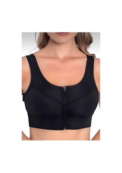 Gigi Luxe Kadın Fermuarlı Crop Kadın Fermuarlı Büstiyer Siyah Siyah