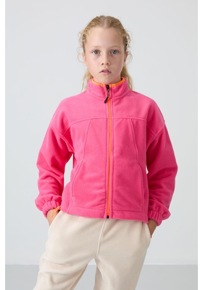 Tommy Life Şeker Pembe Kalın Yumuşak Dokulu Standart Fit Nakışlı Polar Kız Çocuk Sweatshirt - 75157 Şeker Pembe