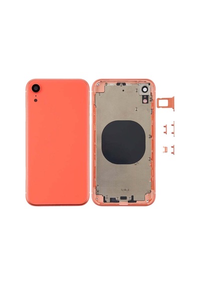 Apple Uyumlu iPhone Xr Kasa Boş Kamera Lensi Sim Kart Tepsisi Yan Tuşlarla Birlikte Kasa Boş Mercan İnd08825