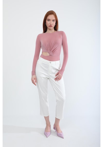 Kadın Likralı Esnek Slim Fit Pantolon Beyaz