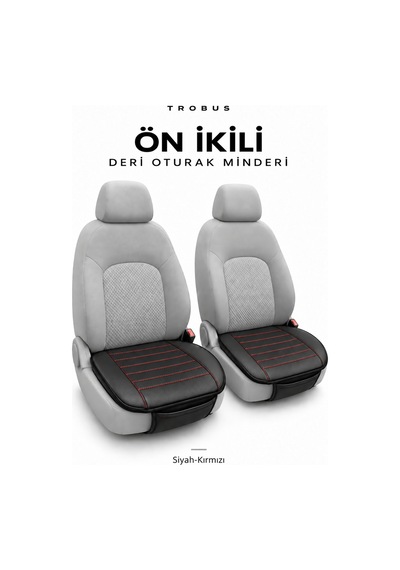 Audi A4 2001-2004 Çizgili Suni Deri 3'lü Minder Siyah Kırmızı