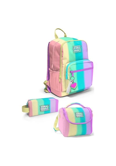 Coral High Renkli Çizgili Desenli 3 Lü Okul Çanta Seti Set0123630