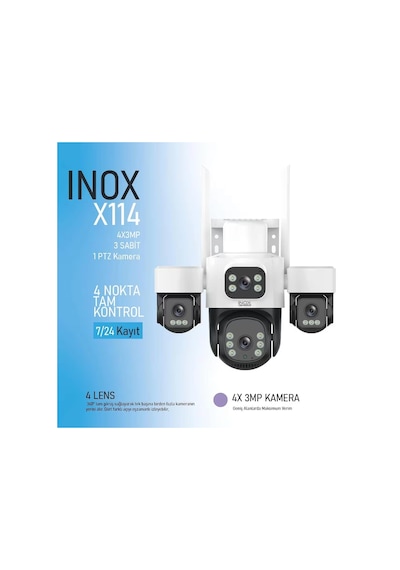 Inox 3+3+3mp Ptz Speed Dome Wıfı Kablosuz Ip Kamera Inox-x114 Ptz