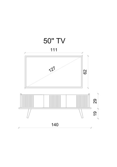 Spica Safir Meşe Rengi Mdf 3 Kapak Ahşap Ayaklı 140 Cm Tv Ünitesi