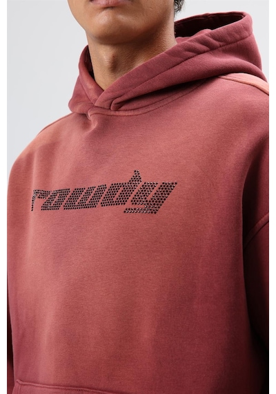 Vamos Oversize Baskılı Yıkamalı Hoodie Bordo