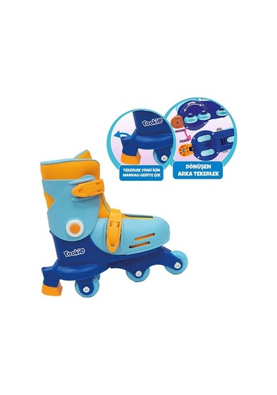 Ayarlanabilir Dönüşen Tekerlekli 2 In 1 Twisty Paten - Mavi Çok Renkli