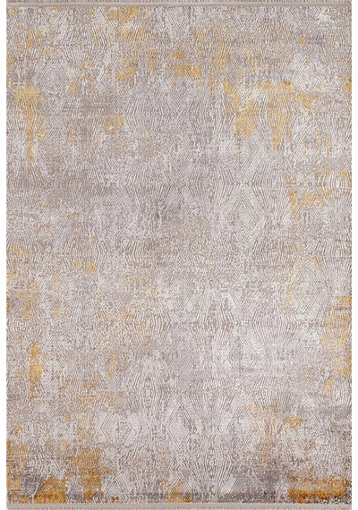 Sanat Halı Doku 1083 Gri Hardal Modern Salon Halısı Hardal