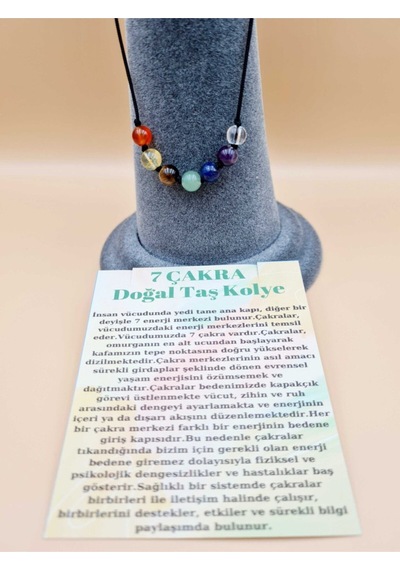 Sertifikalı Doğal 7 Çakra Tasarım Kolye Çok REnkli