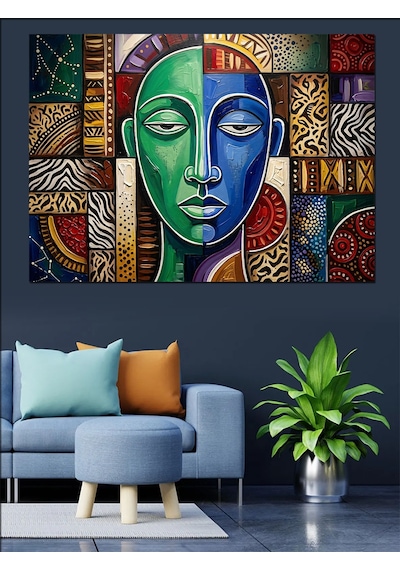 İki Yüzlü Soyut Modern Sanat Dekoratif Kanvas - Mdf Ahşap Tablo