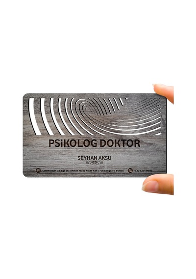 Kişiye Özel Mesleki Psikolog Doktor Ahşap Kartvizit (Model 1-5) 5
