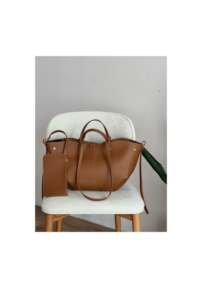 Nura Collection Kadın Polen Dikiş Detaylı Tote El Ve Omuz Çantası Taba - 939575972 Taba