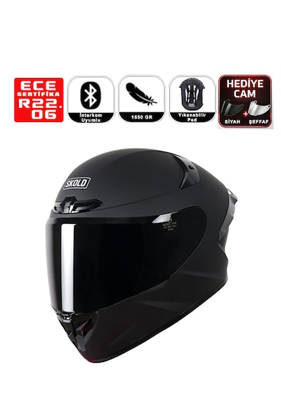 Skold Rapid Full-face Motosiklet Kaskı Ece-22.06 Mat Siyah