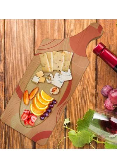 Bk Gift Modern Art Tasarımlı Dikdörtgen Şeklinde Doğal Ahşap Servis Ve Sunum Tabağı Model 13