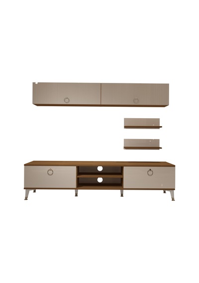 Decoraktiv Eko 5 Mdf Dvd Gold Tv Ünitesi Tv Sehpası Ceviz - Beyaz