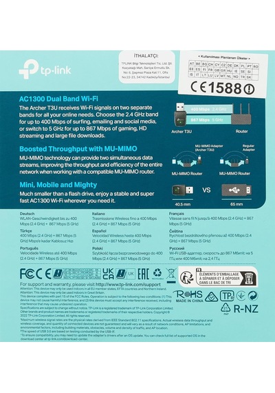 Archer T3u, Ac1300 Mini Wireless Mu-mımo Usb Adaptör