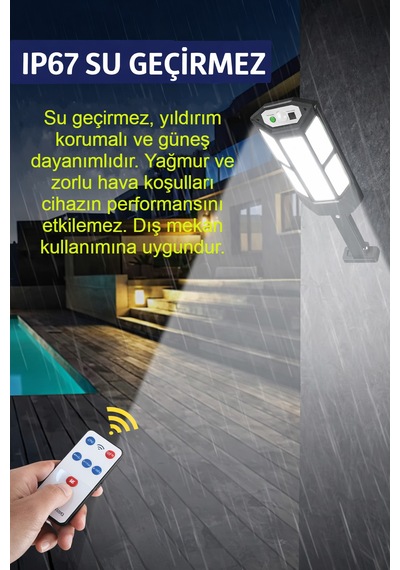 249 Led Solar Aydınlatma Lamba Kumandalı Hareket Sensorlu Dış Mekan Bahçe Teras Ip65 Su Geçirmez 1