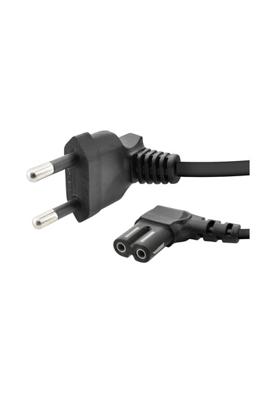 Hadron C7 Figure 8 L Tip Teyp Güç Kablosu 1.5 Metre - Tv, Radyo, Uydu Alıcısı İçin 90 Açılı 2 Pin 1 Mm 500w Power Kablosu - Siyah